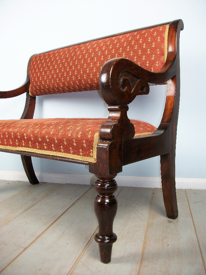 Victorian Walnut Window Seat Hall Bench